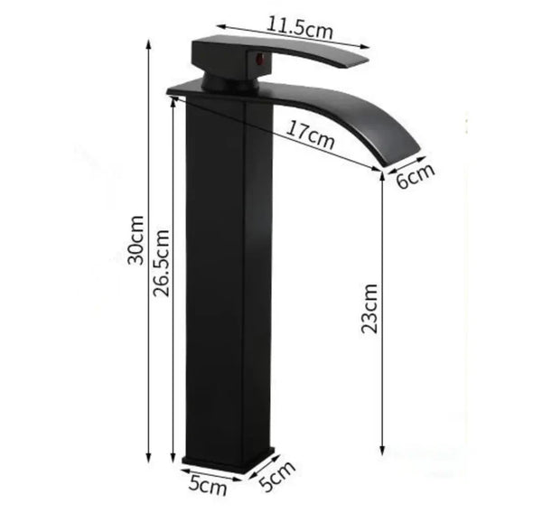 Lelux Alto Serie hoge opbouwkraan voor wastafels met brede uitloop in mat zwart 